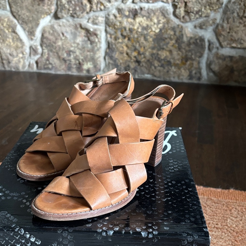 Madewell Tan Leather Heeled Sandals